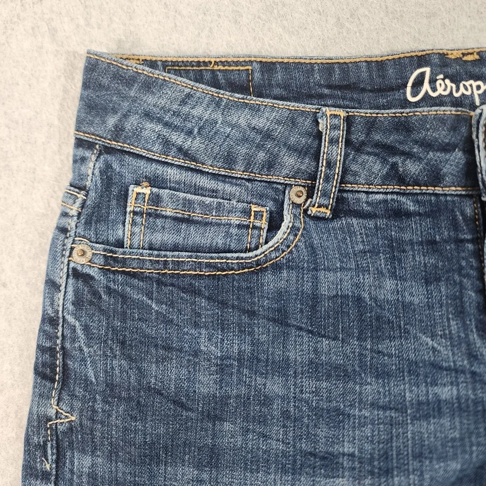Aeropostale Distressed Boyfriend Jean Shorts‎ Womens Size 2 Blue Denim 30x4.5